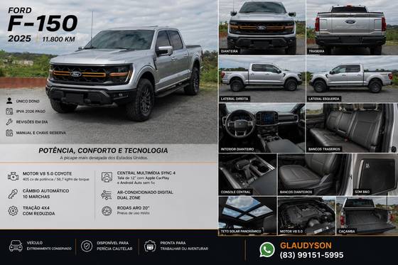 FORD F-150 5.0 V8 GASOLINA CD TREMOR FX4 AUTOMÁTICO FORD F-150 5.0 V8 GASOLINA CD TREMOR FX4 AUTOMÁTICO